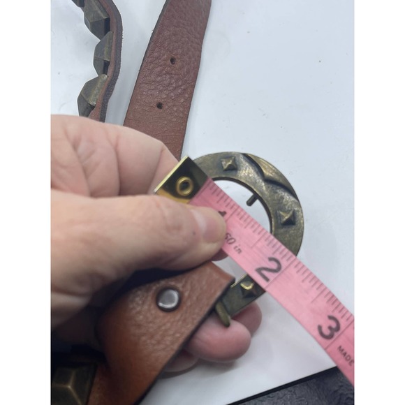 NEW NWT Double Wrap Around the Body Brown Leather Belt with Studs Sz 34, 38, 40 - Picture 9 of 11